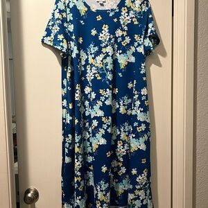 LuLaRoe Blue Floral Carly Dress